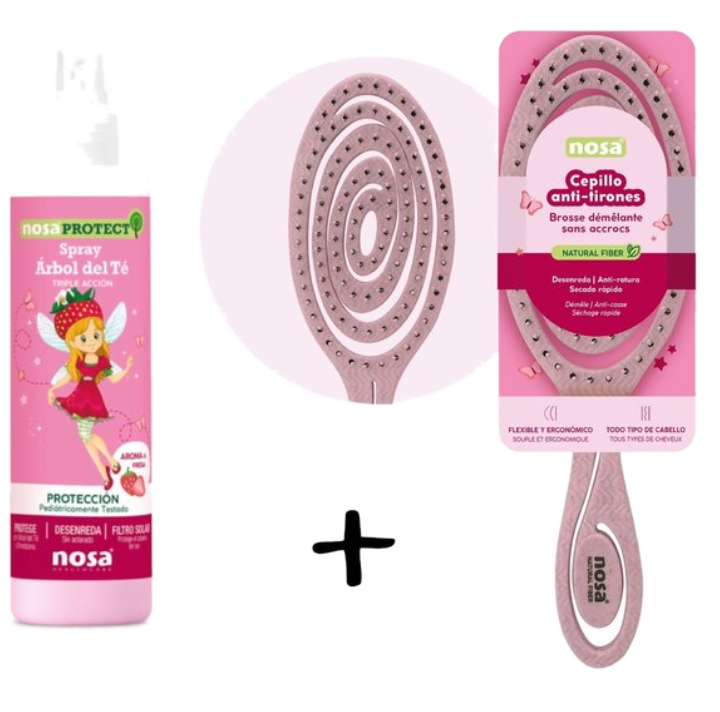 Nosa Protect Spray & Detangler Brush — aardbeigeur